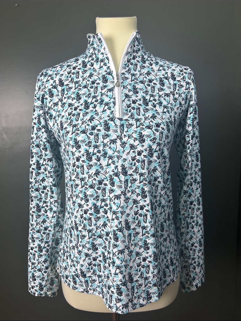 Sansoleil Performance Golf and Tennis Cocktail Martini Quarter-Zip SIZE SMALL